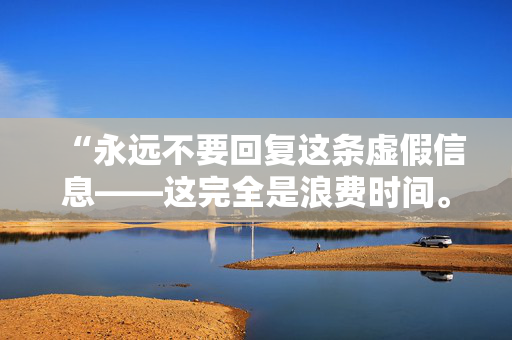 “永远不要回复这条虚假信息——这完全是浪费时间。”